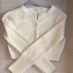 Kimchi Blue Cream Button-Up Cardigan Cropped